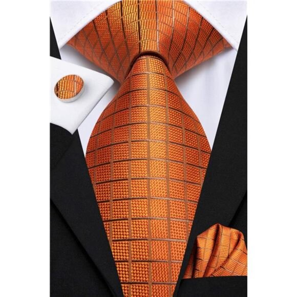 Men Ties Bowtie Set Woven Silk Necktie Bow Tie and Pocket  Square Cufflinks Set - Picture 2 of 7